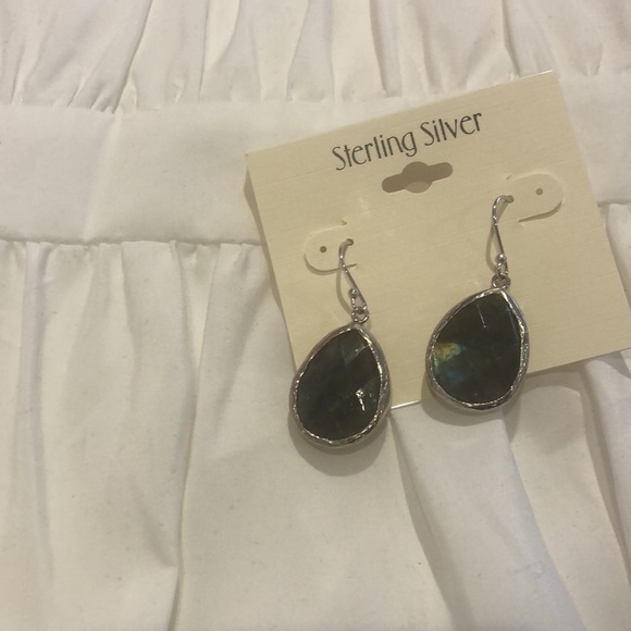 Labradorite Pear Cut/Sterling Silver Bezel Set Earrings-Boutique - Picture 6 of 12